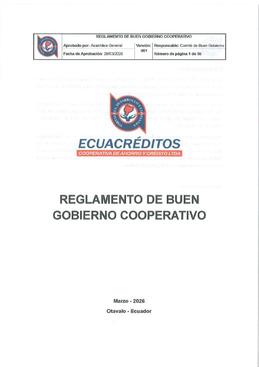 Portada: Reglamento de Buen Gobierno Cooperativo