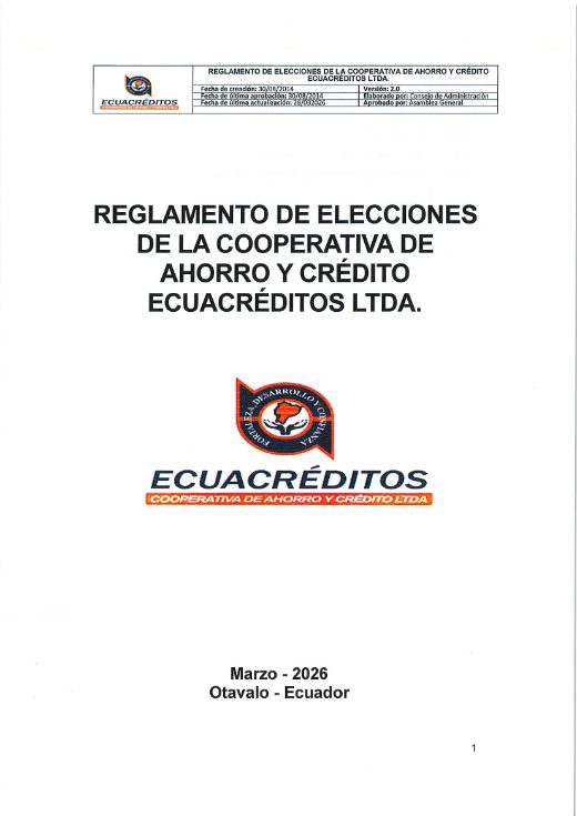 Portada: Reglamento de Elecciones